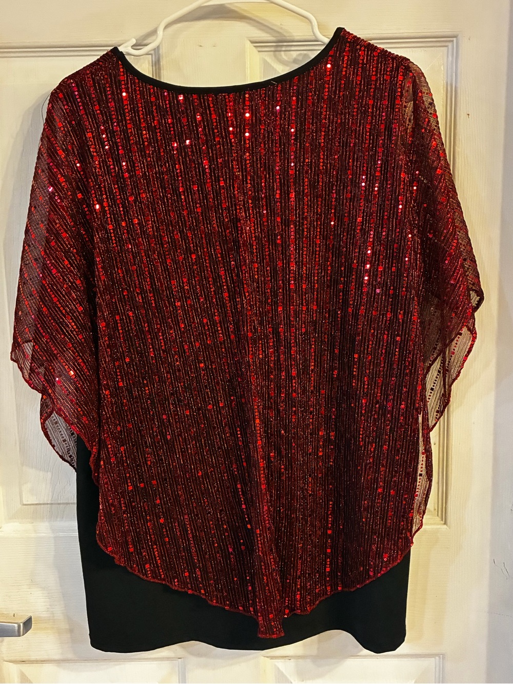 Cure Women's Red Sequin Overlay Top, Size: XL
